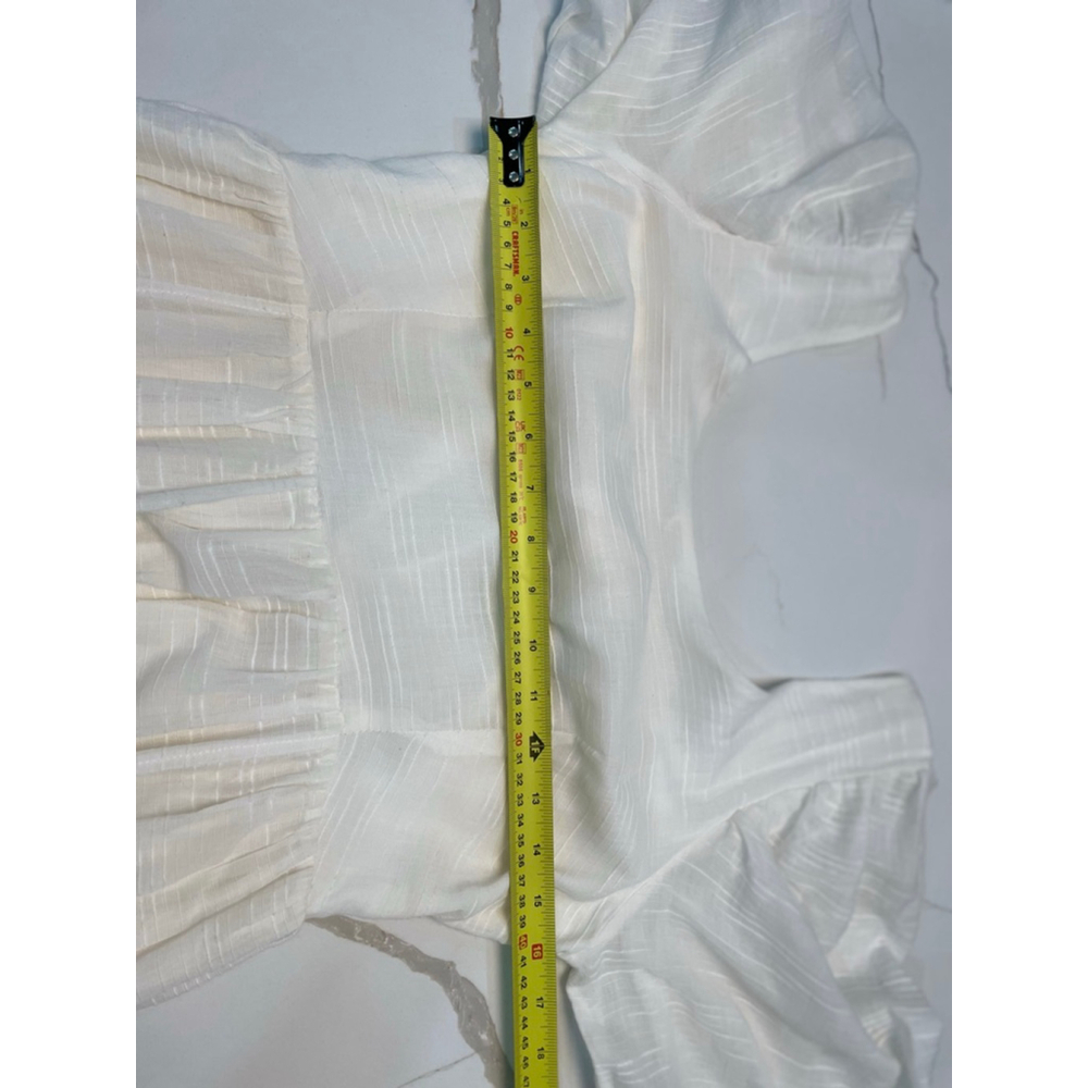 En Saison Gauzy Textured Cotton Midi Dress M White Open Back Cottagecore Coastal - Picture 8 of 12
